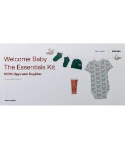Korres Welcome Baby The Essentials Kit Κορμάκι + Καλτσάκια + Σκουφάκι Από 100% Οργανικό Βαμβάκι